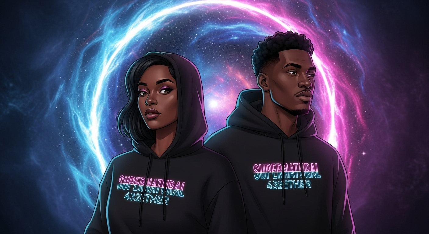 🜏 SUPERNATURAL Capsule by 432Ether — futuristic streetwear exploring digital realms, cosmic aesthetics, and transcendent imagination.
