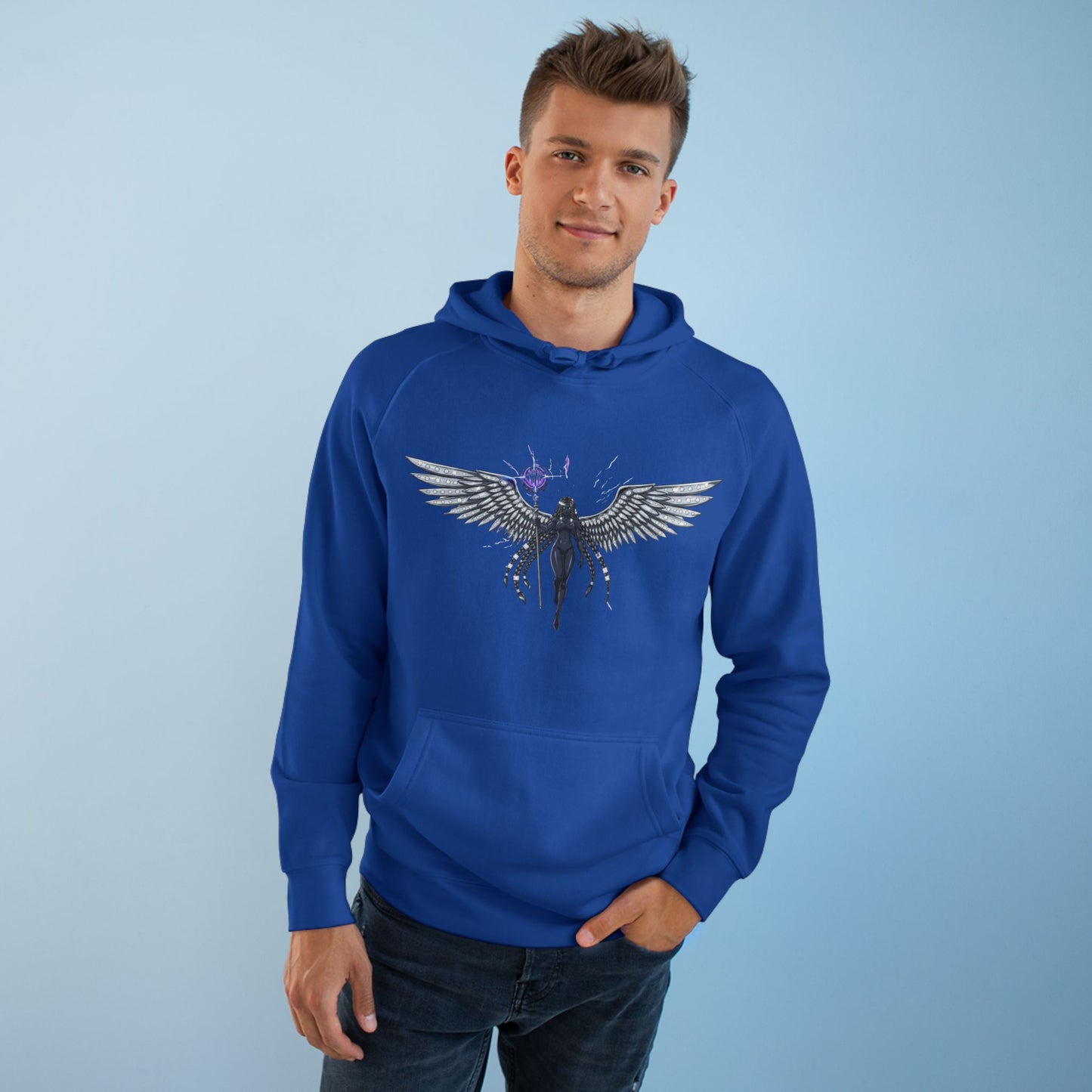 Angel Wings Hoodie with Mystic Orb — Gothic Celestial Streetwear