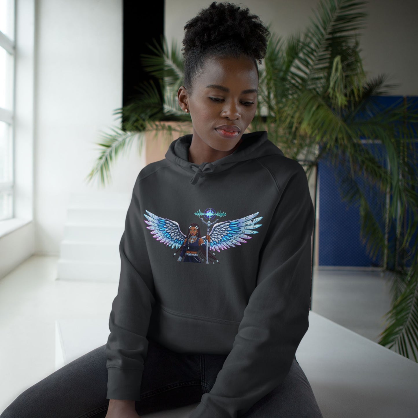 Angel Wings Hoodie — Holographic Winged Guardian Graphic Hoodie