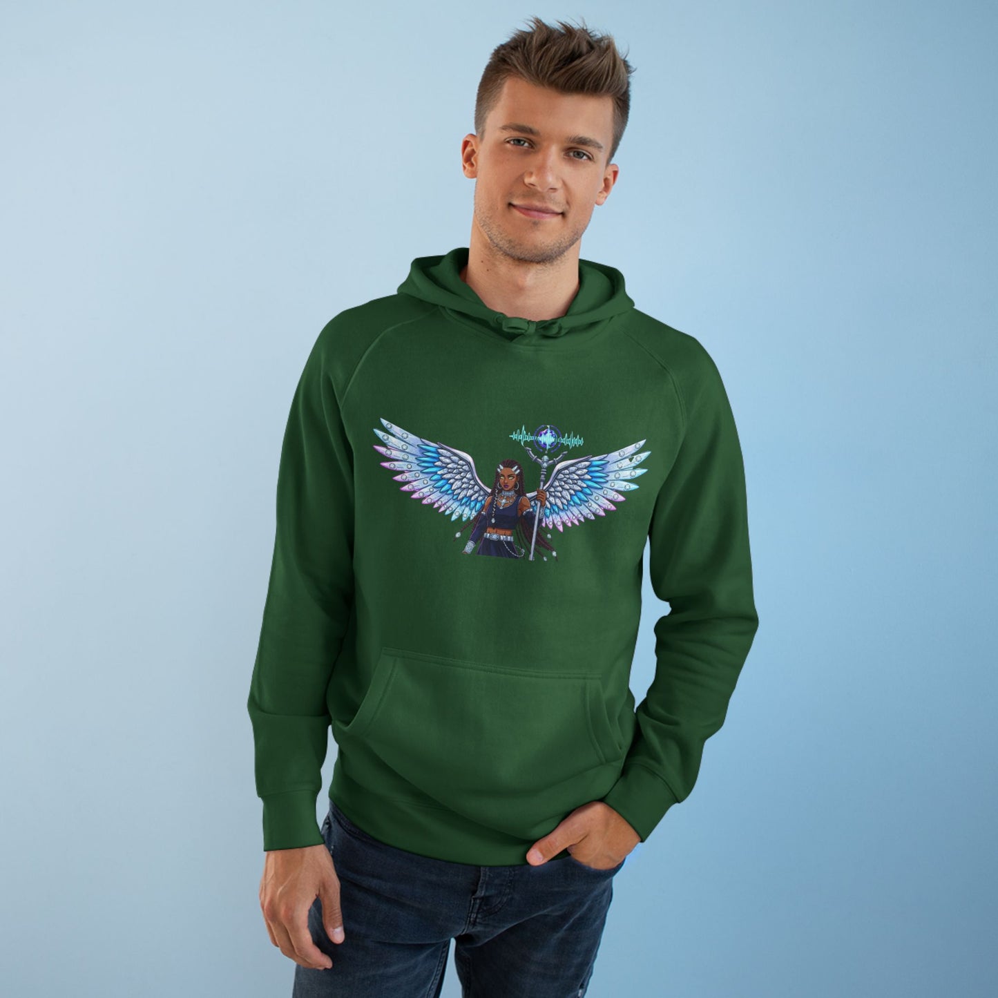 Angel Wings Hoodie — Holographic Winged Guardian Graphic Hoodie