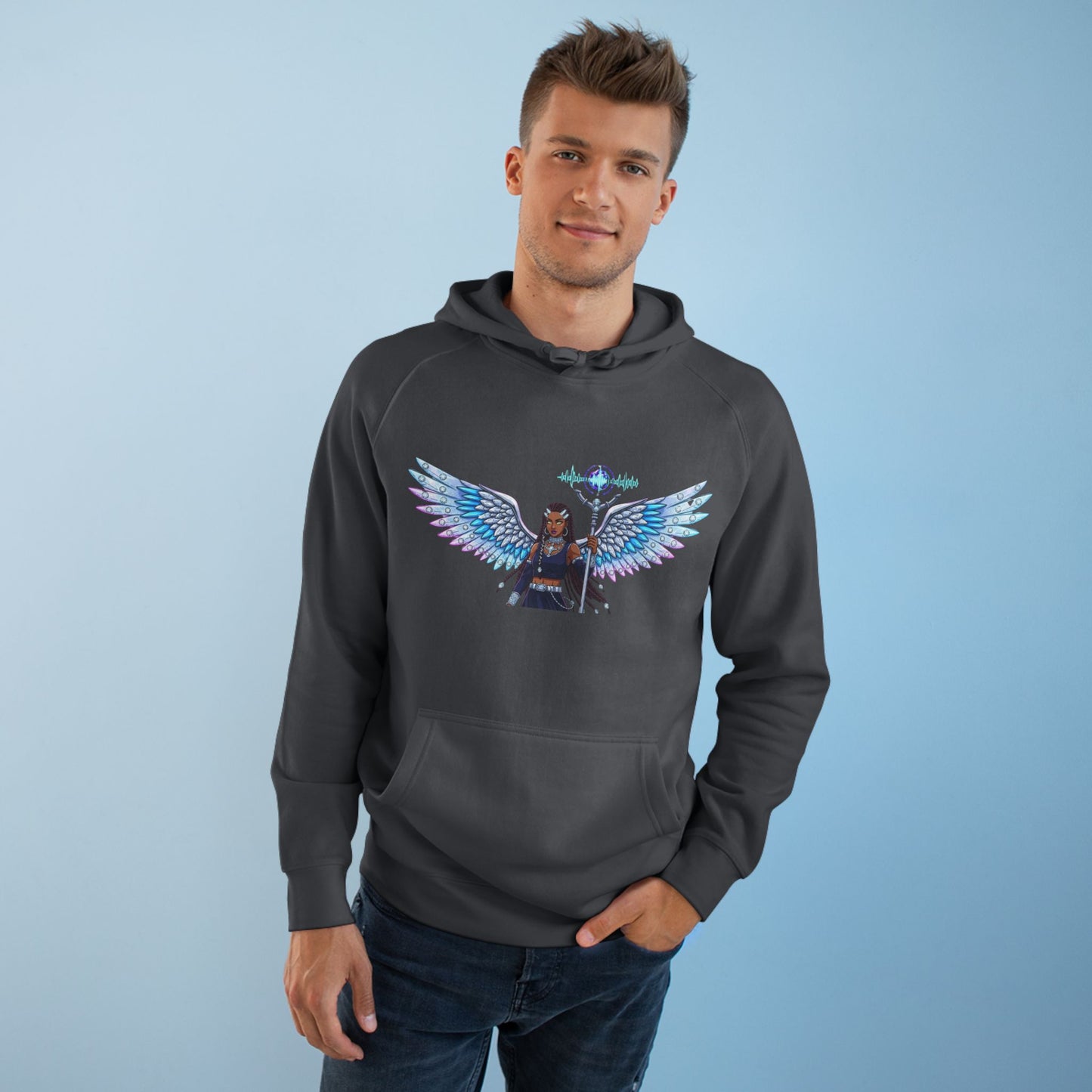Angel Wings Hoodie — Holographic Winged Guardian Graphic Hoodie