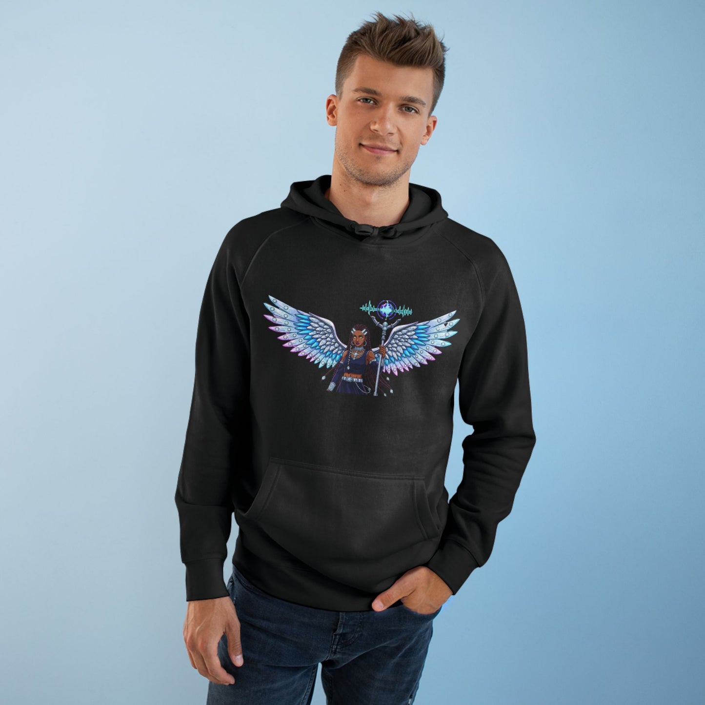 Angel Wings Hoodie — Holographic Winged Guardian Graphic Hoodie