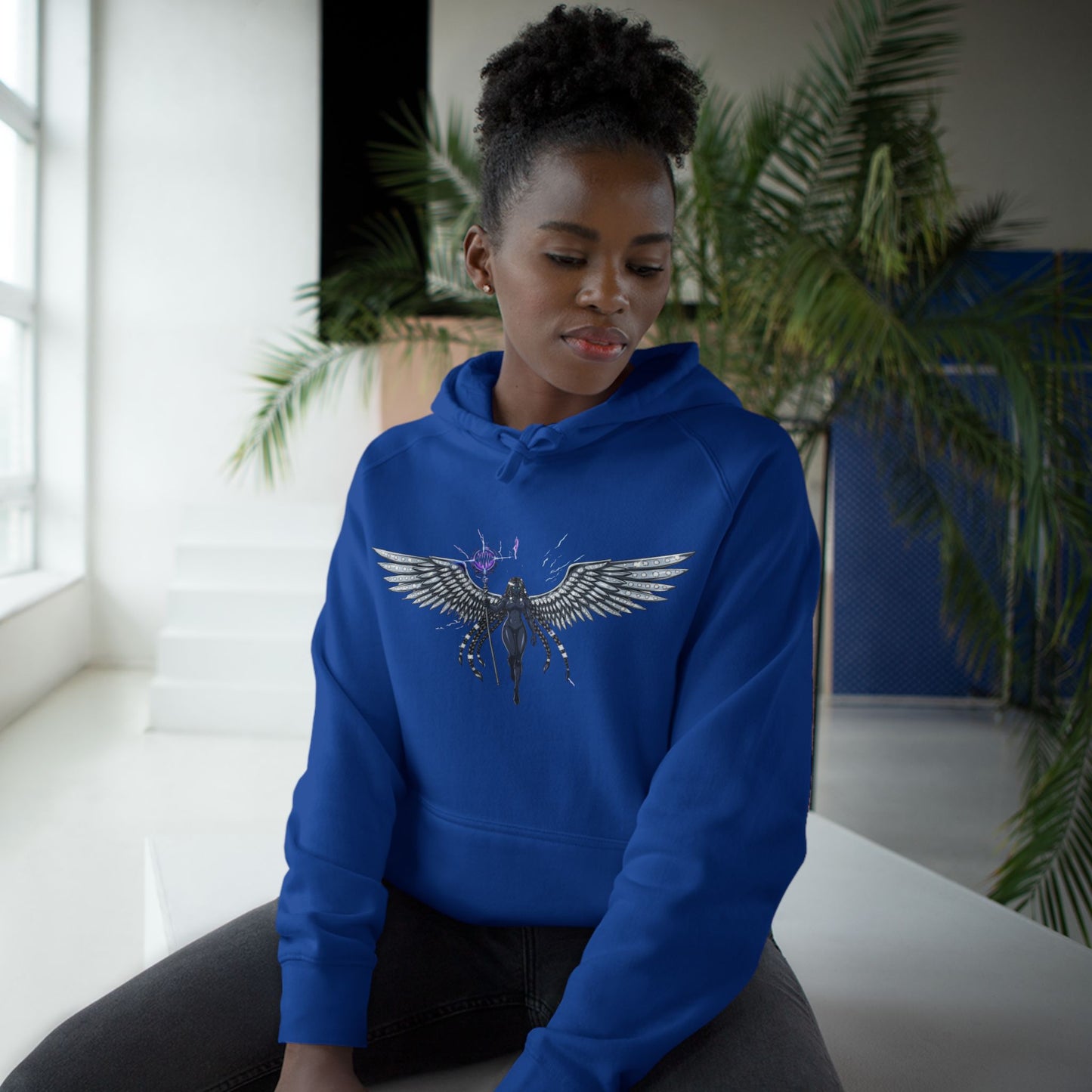 Angel Wings Hoodie with Mystic Orb — Gothic Celestial Streetwear