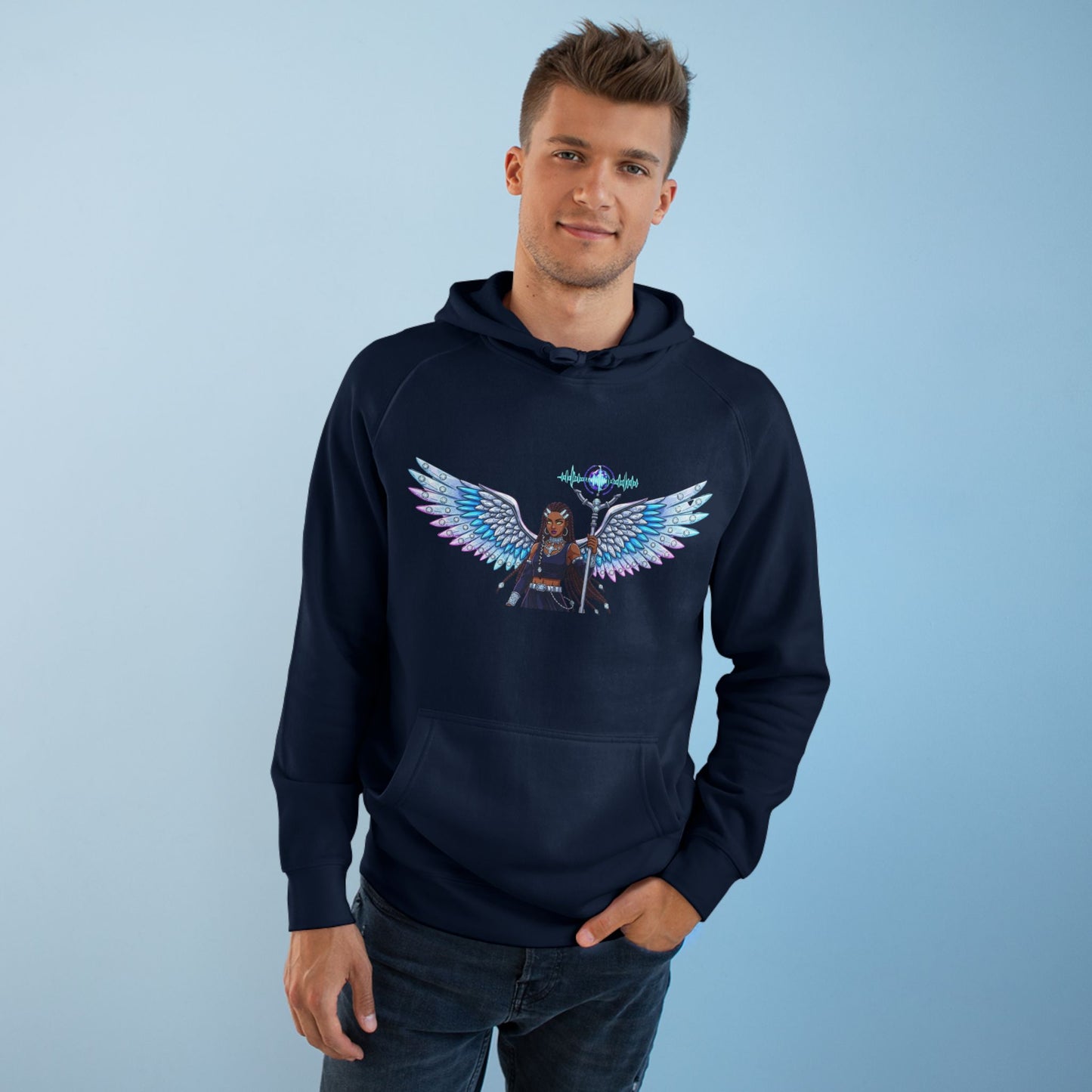 Angel Wings Hoodie — Holographic Winged Guardian Graphic Hoodie
